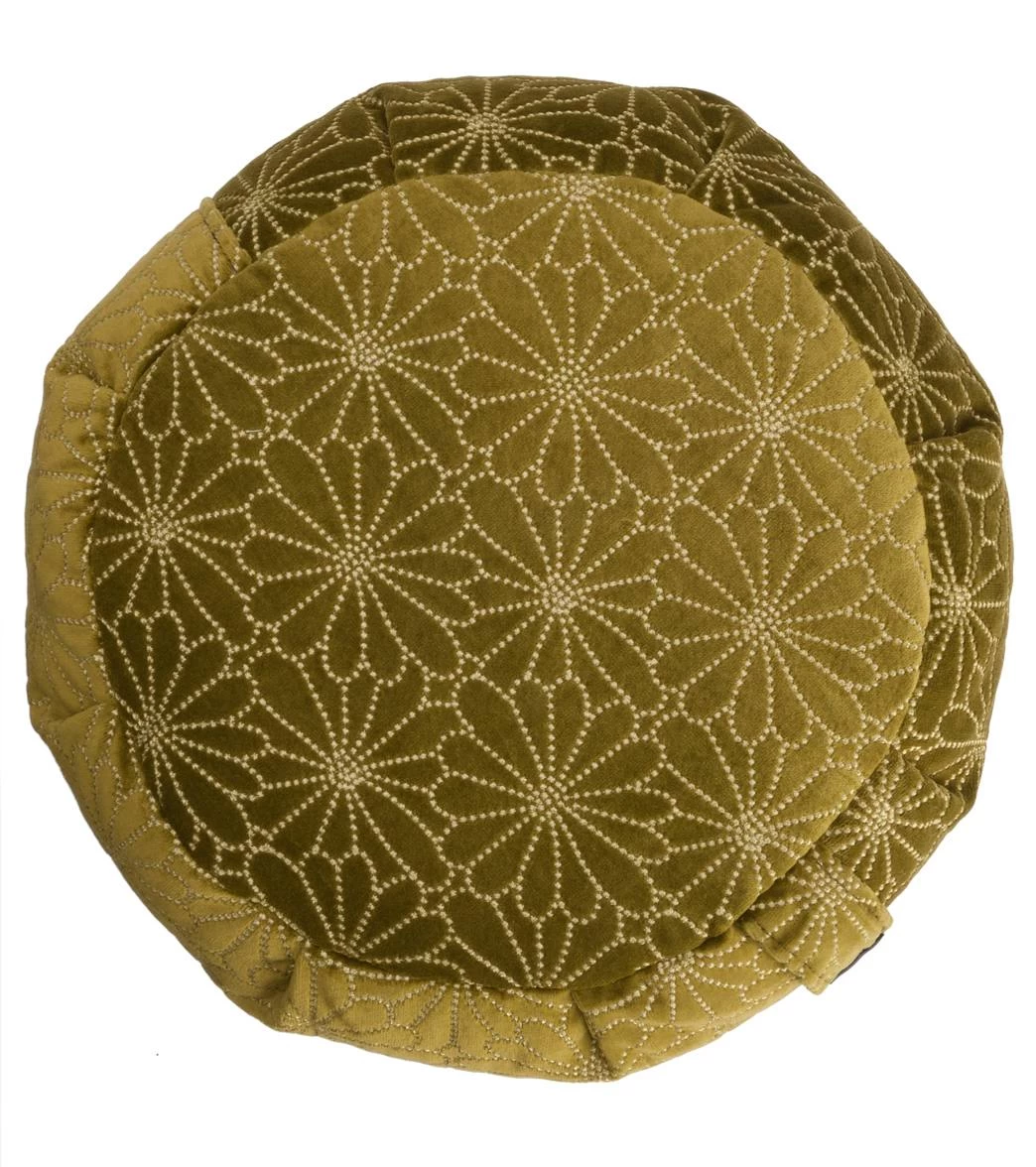 Hugger Mugger Zafu Printed Yoga Meditation Cushion Retro Olive - Image 2