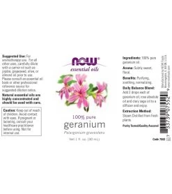 NOW 100% Pure Geranium Essential Oil 1 Oz