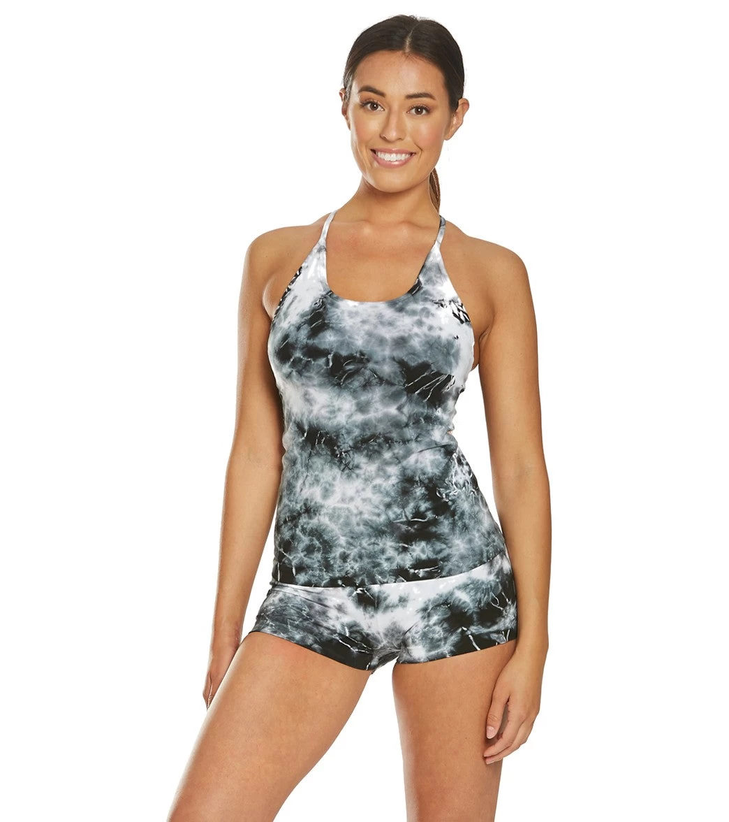 Hard Tail Booty Yoga Shorts Black/White Moon Wash - Image 3