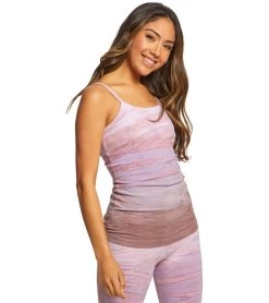 Hard Tail Scoop Back Yoga Tank Top With Bra Lavender Rainbow Horizon