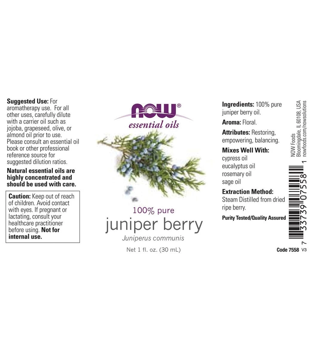 NOW 100% Pure Juniper Berry Oil 1 Oz