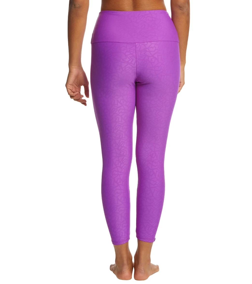 Onzie High Waisted Basic 7/8 Yoga Leggings Electric Purple Pandora - Image 2