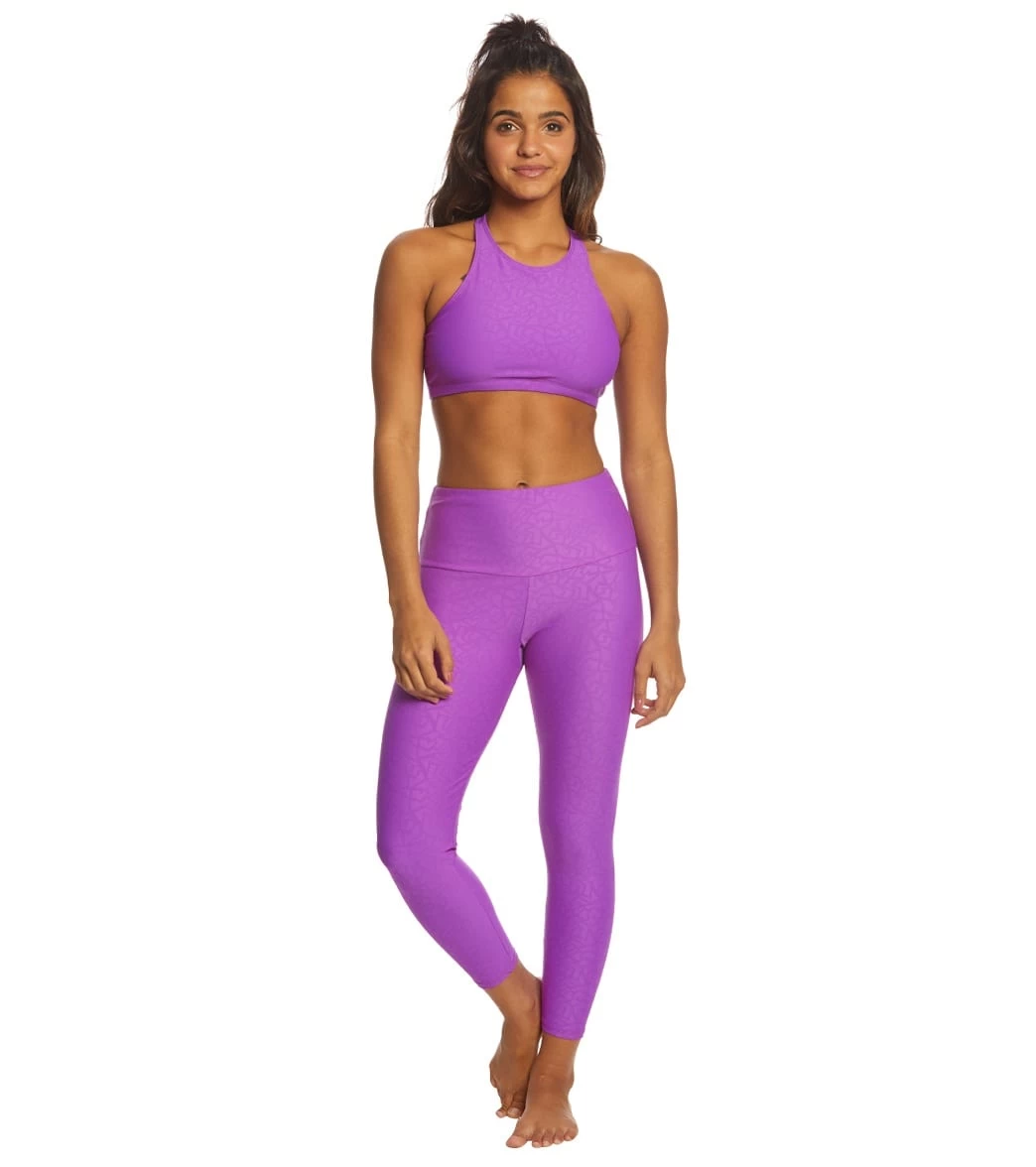 Onzie High Waisted Basic 7/8 Yoga Leggings Electric Purple Pandora - Image 3