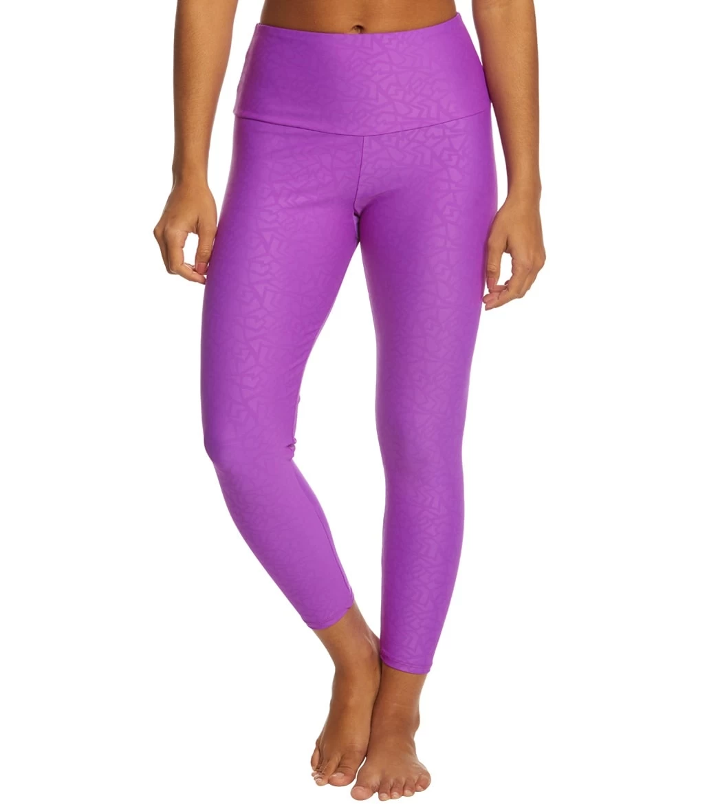 Onzie High Waisted Basic 7/8 Yoga Leggings Electric Purple Pandora - Image 5