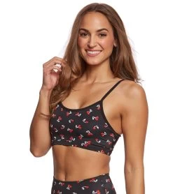 Beyond Yoga Kate Spade Cinched Bow Yoga Sports Bra Tri-Color Cherries