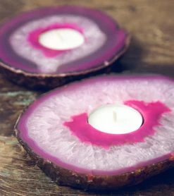SoulMakes Agate Slab Candle Holder Pink