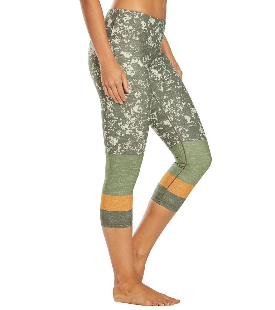 PrAna Pillar Printed Yoga Capris Slate Canopy