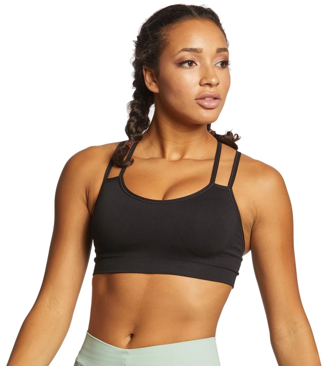 NUX Meditate Seamless Yoga Sports Bra Black - Image 2