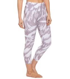 Balance Collection Printed High Waisted Yoga Capris Quail Invert Brush Strokes