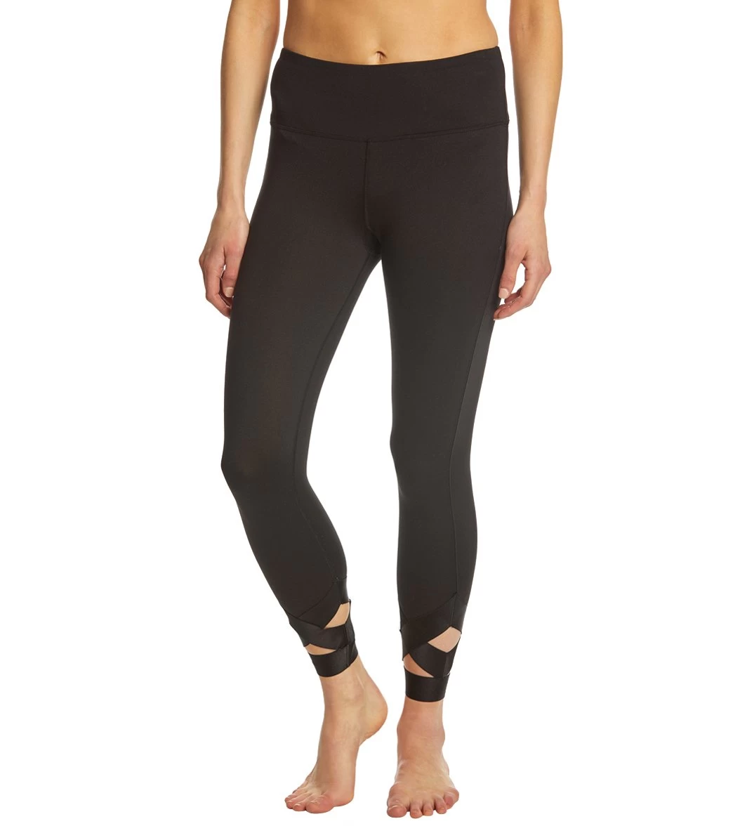 Betsey Johnson Performance Banded Cutout Ankle Yoga Leggings Black