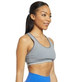 Manduka Eko Cotton Racer Back Yoga Sports Bra Medium Heather Grey