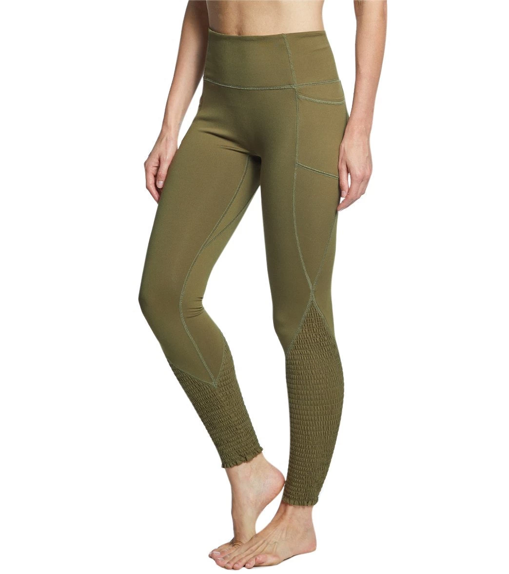 Free People Movement Time Is Now Smocked Leggings With Pockets Army - Image 4