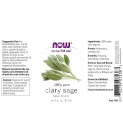 NOW 100% Pure Clary Sage Essential Oil 1 Oz