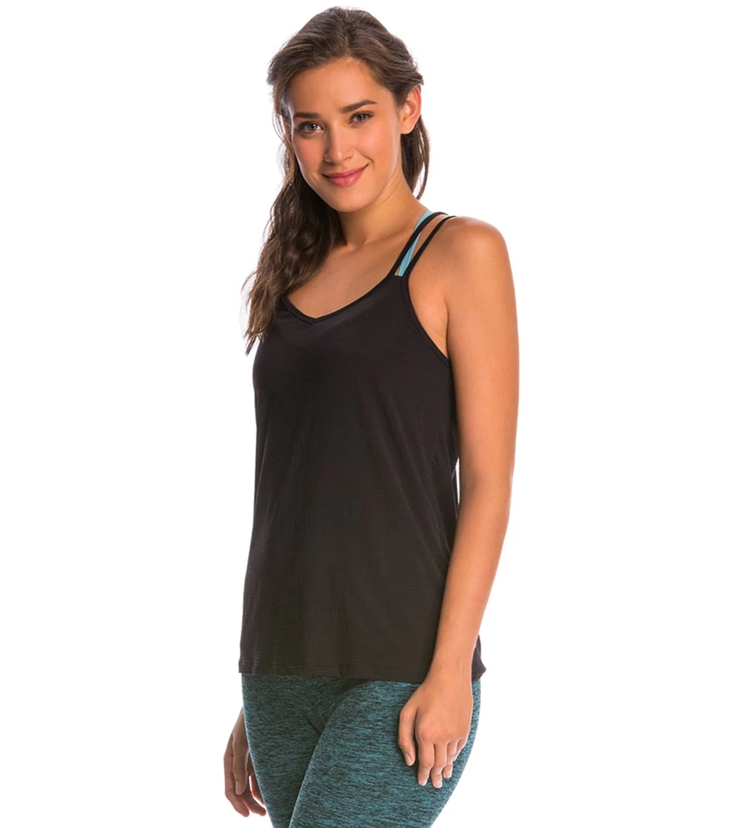 Beyond Yoga Sleek Stripe Strappy V-Back Cami Black