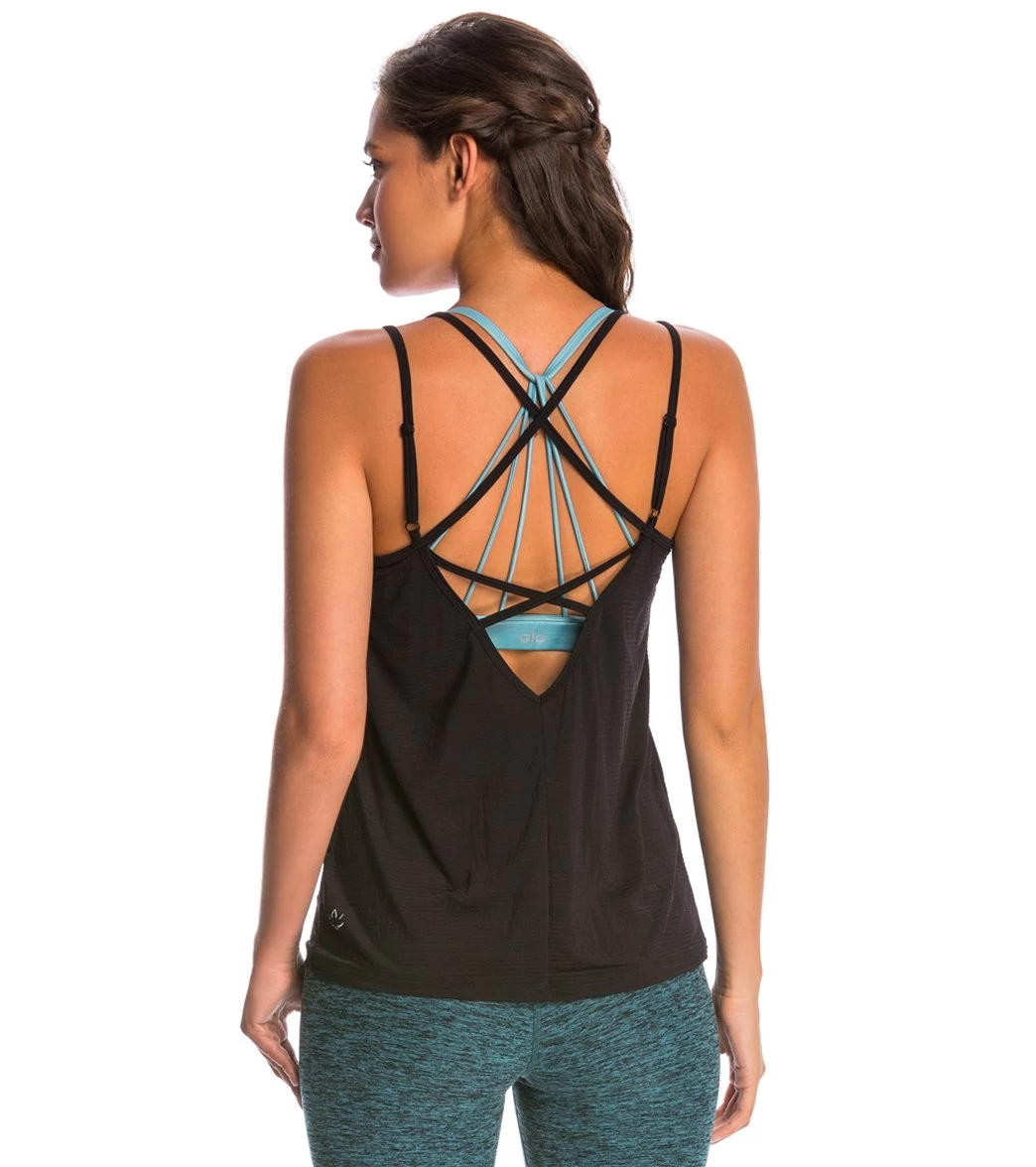 Beyond Yoga Sleek Stripe Strappy V-Back Cami Black - Image 2