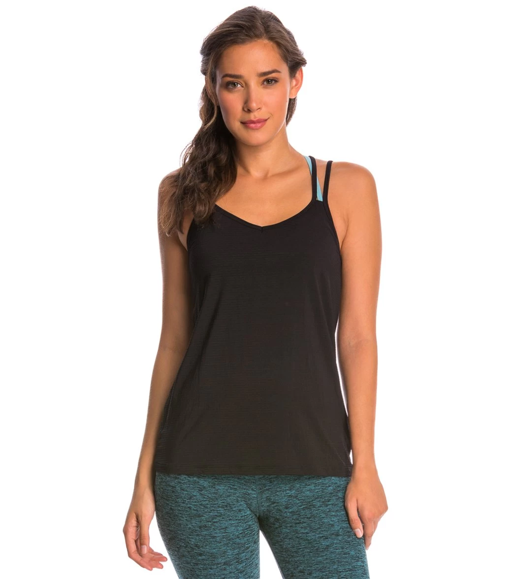 Beyond Yoga Sleek Stripe Strappy V-Back Cami Black - Image 4