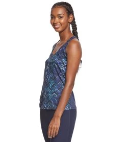 Marika Remix Singlet Yoga Tank Top Blue Danube Water Glass