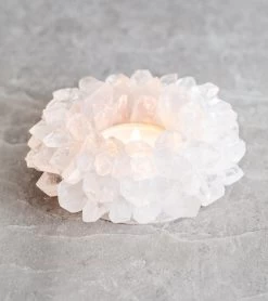 SoulMakes Clear Quartz Lotus Candleholder Clear