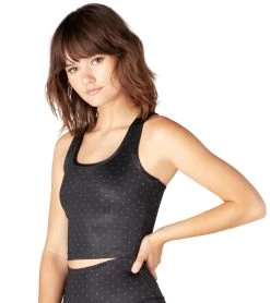 Beyond Yoga Lux First Class Cropped Yoga Tank Front Runner Dot Black