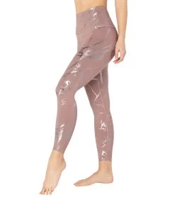 Beyond Yoga Lost Your Marbles High Waisted 7/8 Yoga Leggings Dusty Mauve/Shiny Gunmetal Marble