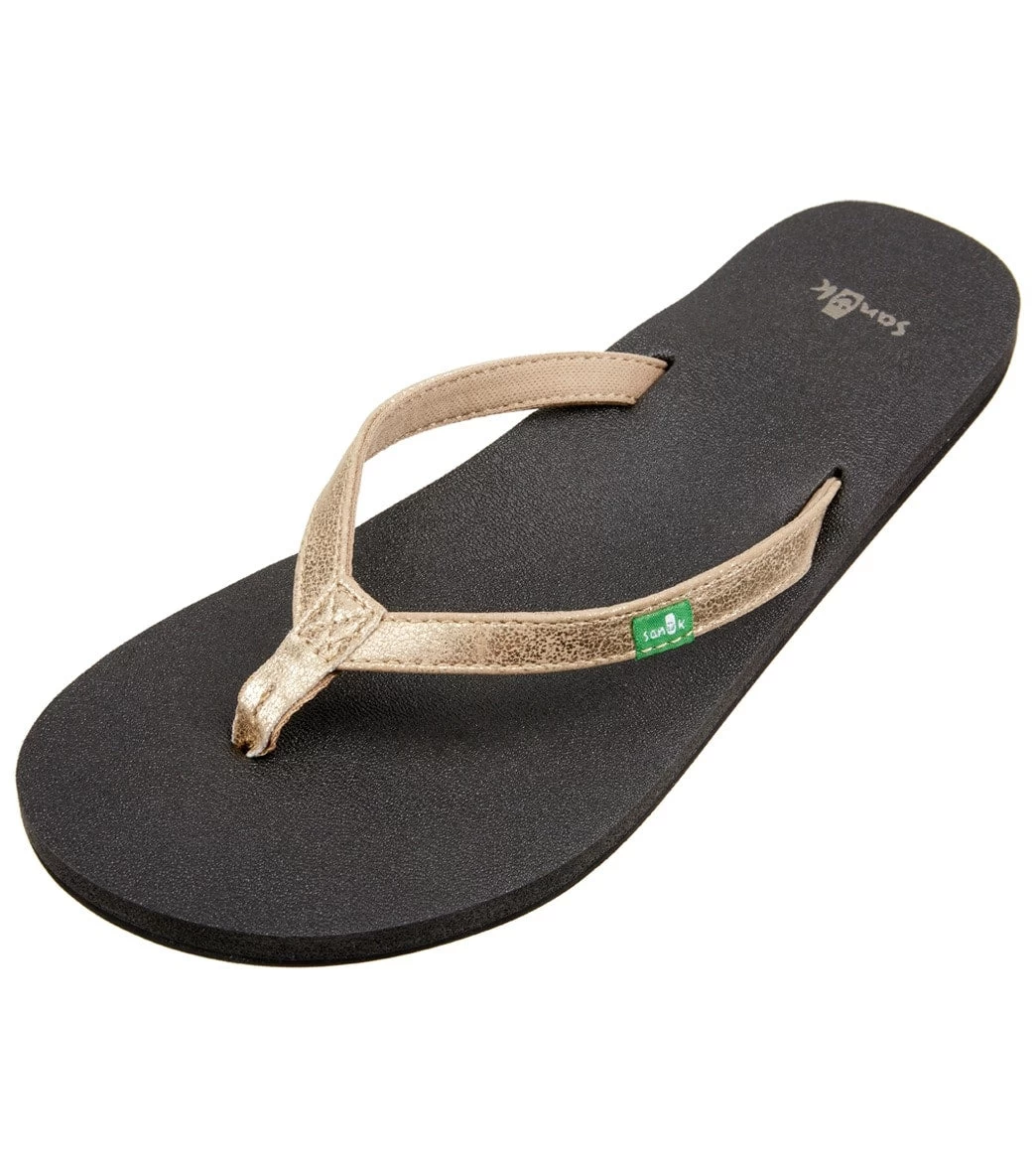 Sanuk Women's Yoga Joy Metallic Flip Flop Champagne - Image 4