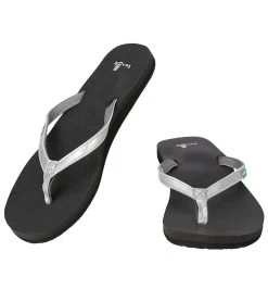 Sanuk Women's Yoga Joy Metallic Flip Flop Silver