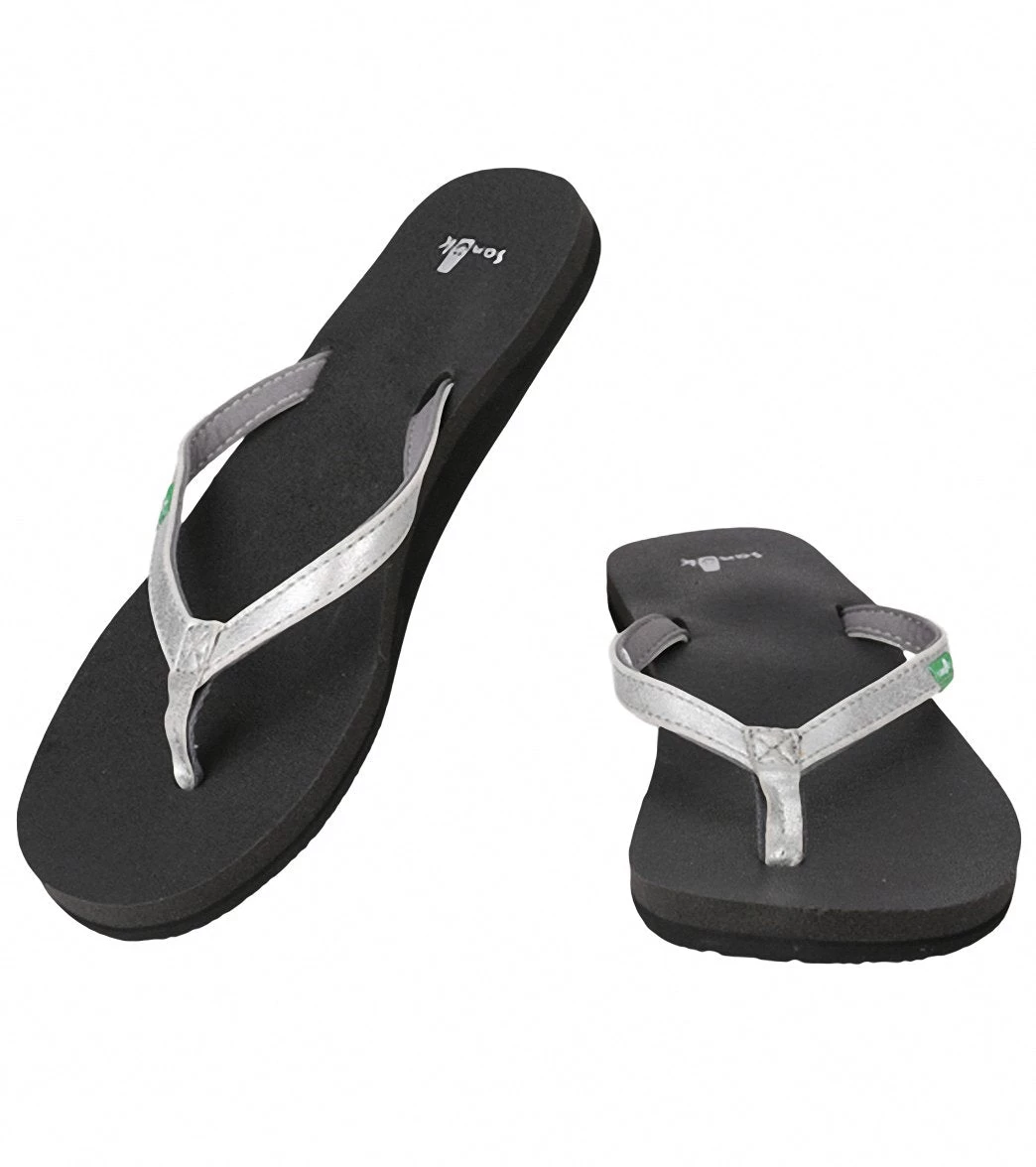 Sanuk Women's Yoga Joy Metallic Flip Flop Silver