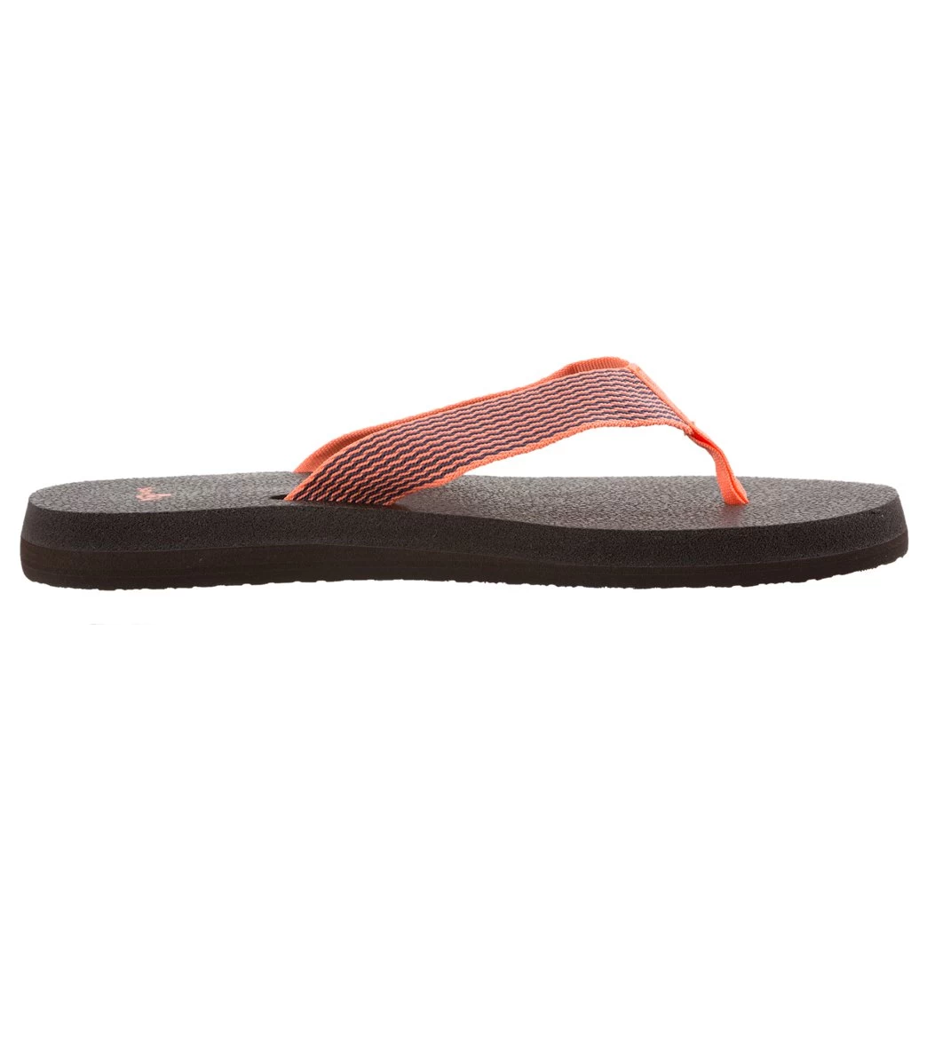 Sanuk Women's Yoga Mat Webbing Flip Flop Hot Coral/Slate Blue - Image 2