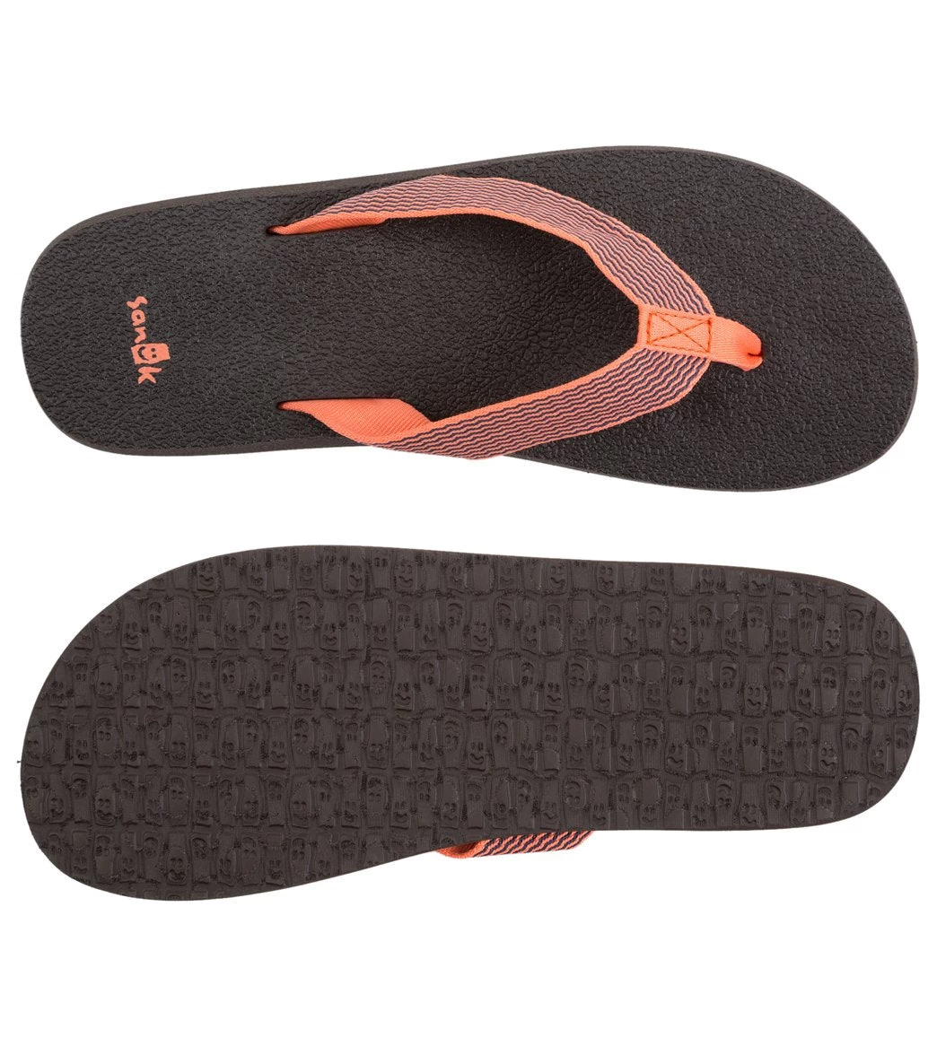 Sanuk Women's Yoga Mat Webbing Flip Flop Hot Coral/Slate Blue - Image 3