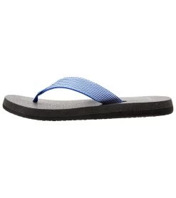 Sanuk Women's Yoga Mat Webbing Flip Flop Deep Blue/Off White