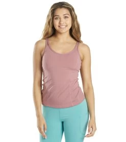 Everyday Yoga Radiant Solid Strappy Back Support Tank Dusty Rose