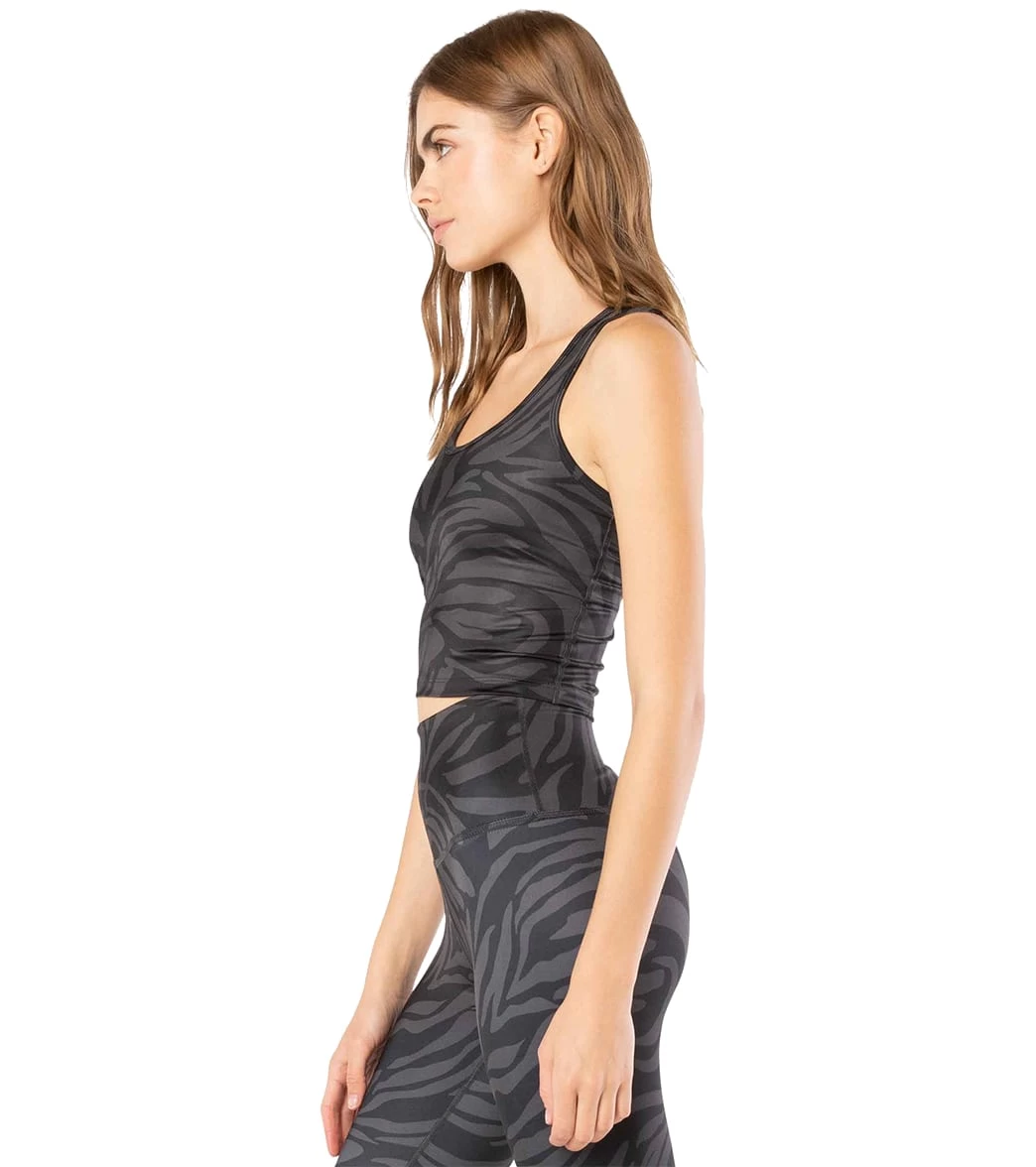 Beyond Yoga Lux First Class Cropped Yoga Tank Black Tiger Stripe - Image 2