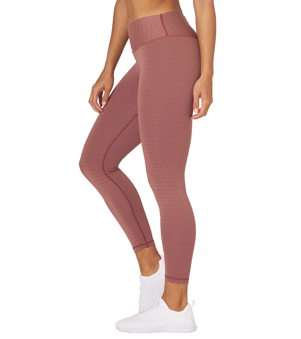 Glyder Sultry Yoga Leggings Cocoa/Gold Metallic Stripe - Image 2