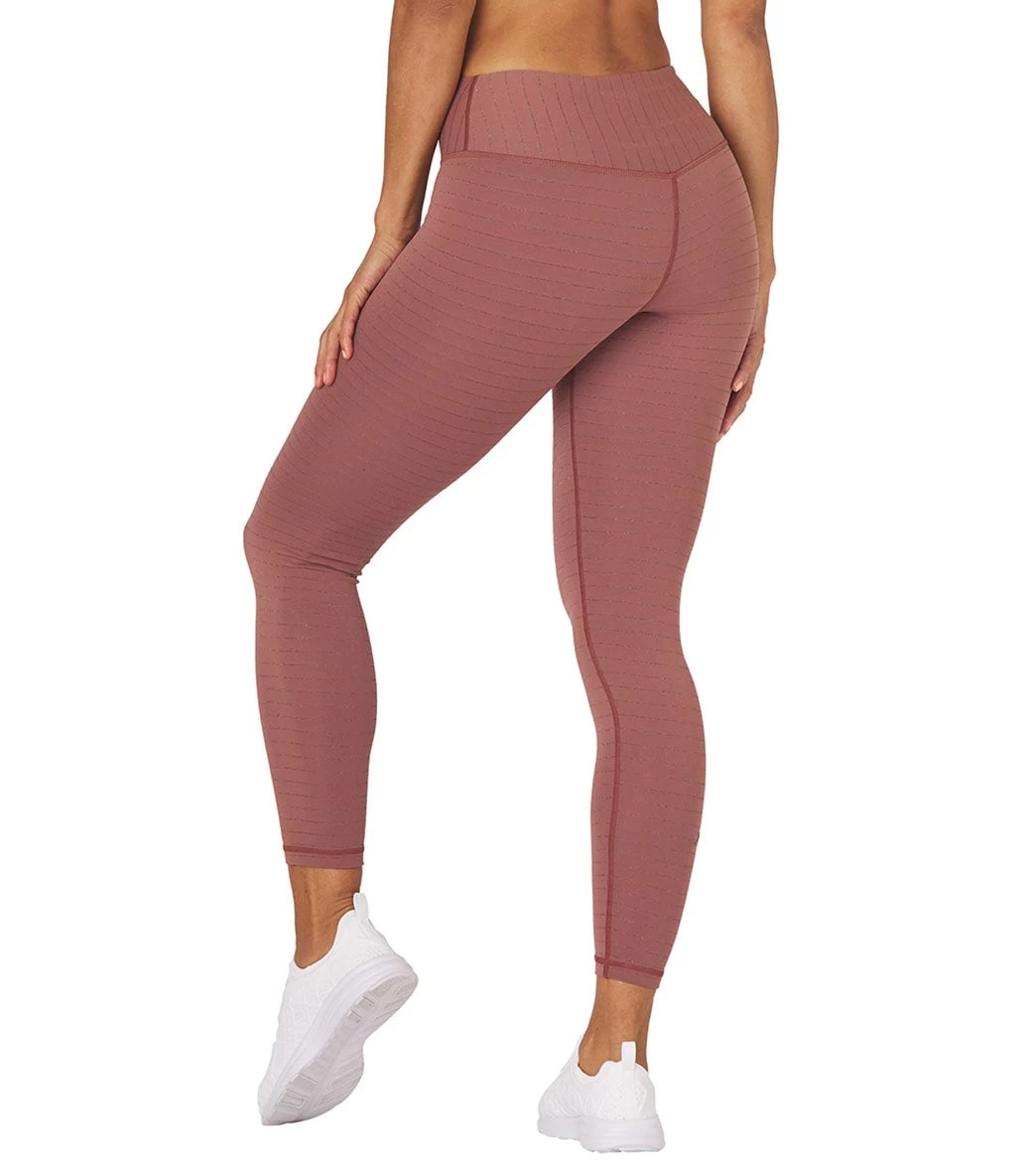 Glyder Sultry Yoga Leggings Cocoa/Gold Metallic Stripe - Image 3
