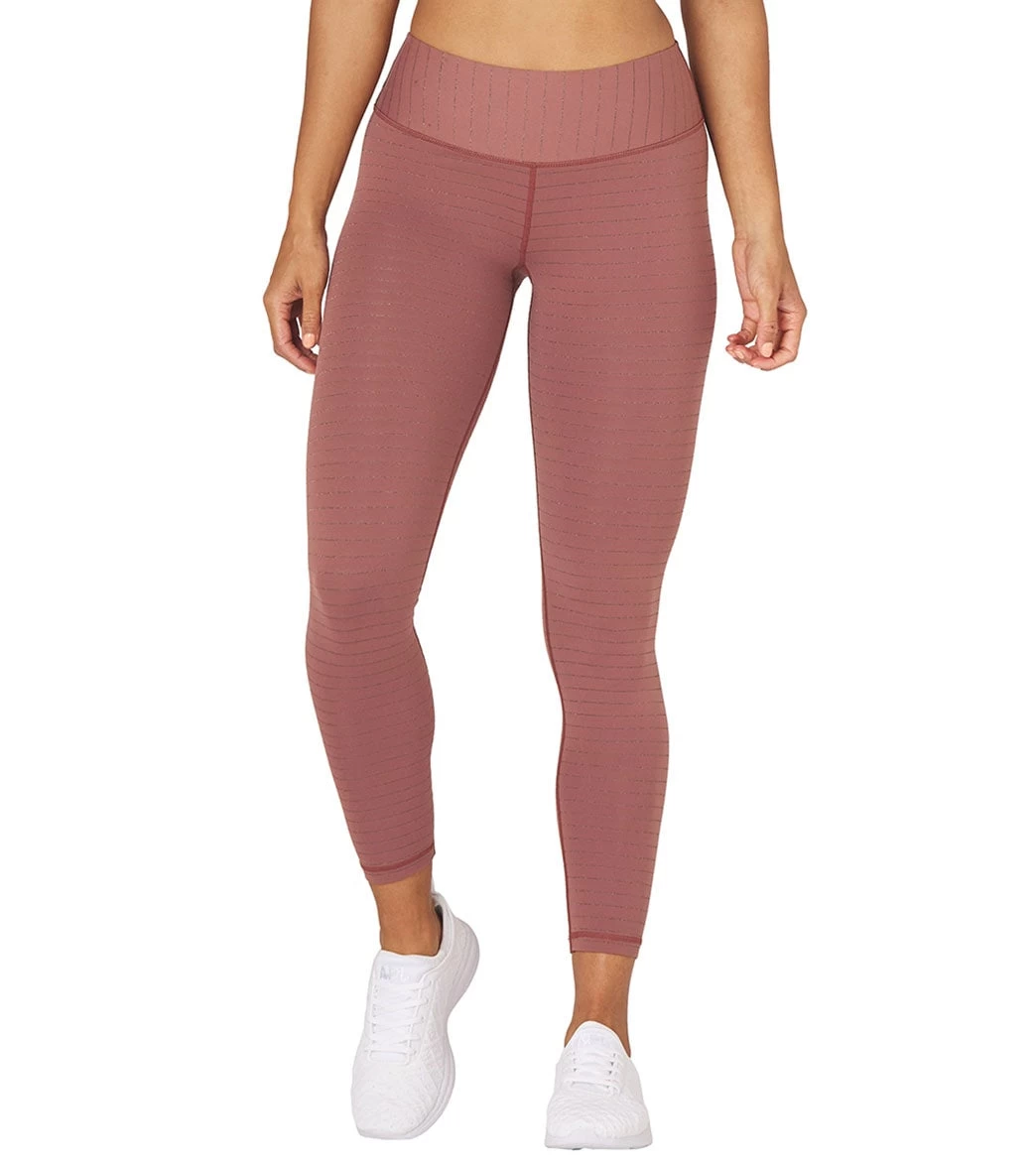 Glyder Sultry Yoga Leggings Cocoa/Gold Metallic Stripe - Image 4