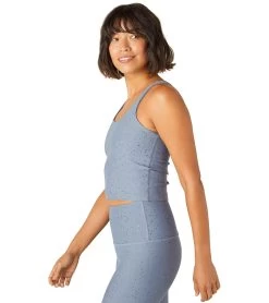 Beyond Yoga Keep It Simple Cropped Yoga Tank Stormy Blue Shiny Navy Sparkle