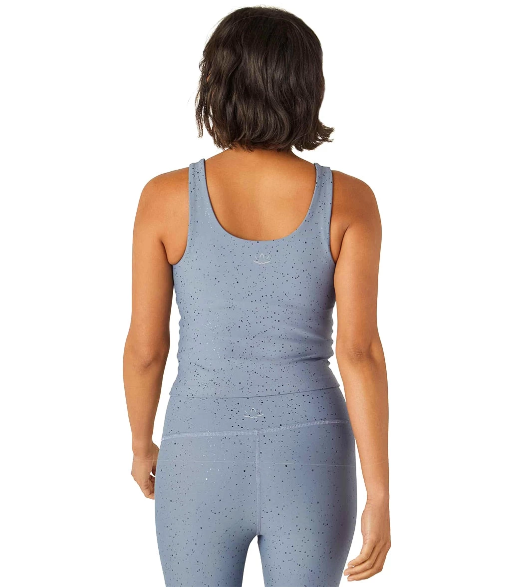 Beyond Yoga Keep It Simple Cropped Yoga Tank Stormy Blue Shiny Navy Sparkle - Image 2