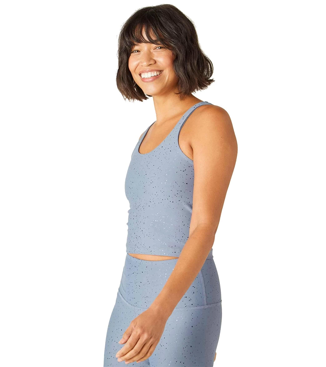 Beyond Yoga Keep It Simple Cropped Yoga Tank Stormy Blue Shiny Navy Sparkle - Image 3