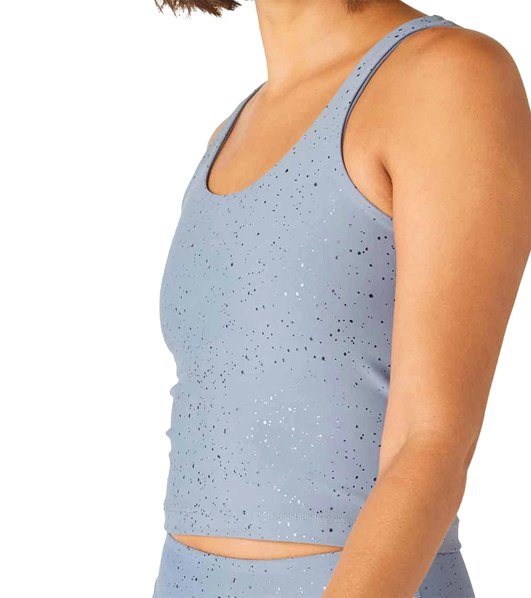 Beyond Yoga Keep It Simple Cropped Yoga Tank Stormy Blue Shiny Navy Sparkle - Image 4
