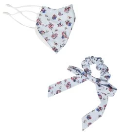 Free People Floral Mask And Scrunchie Set Sky