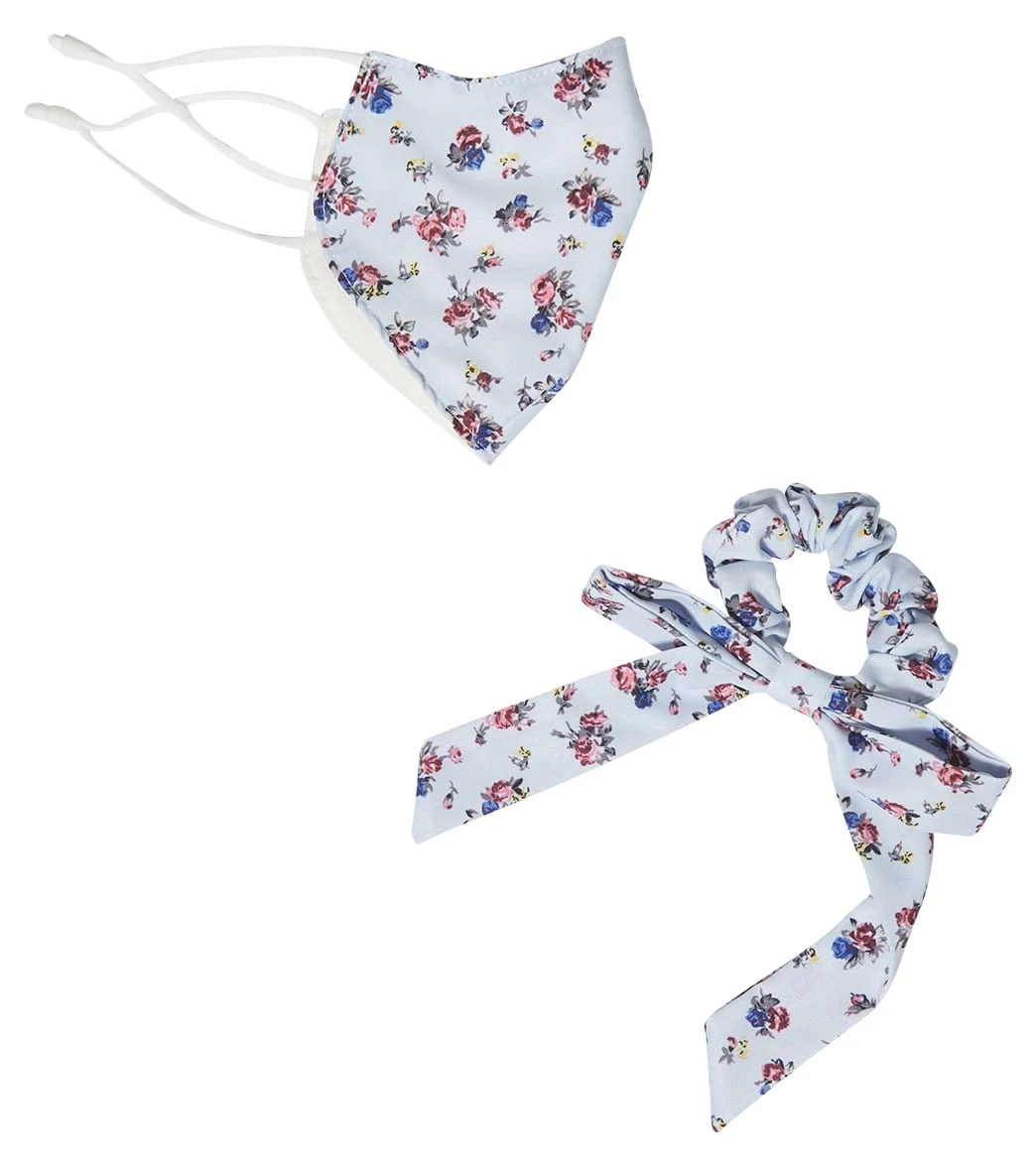 Free People Floral Mask And Scrunchie Set Sky