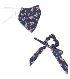 Free People Floral Mask And Scrunchie Set Navy