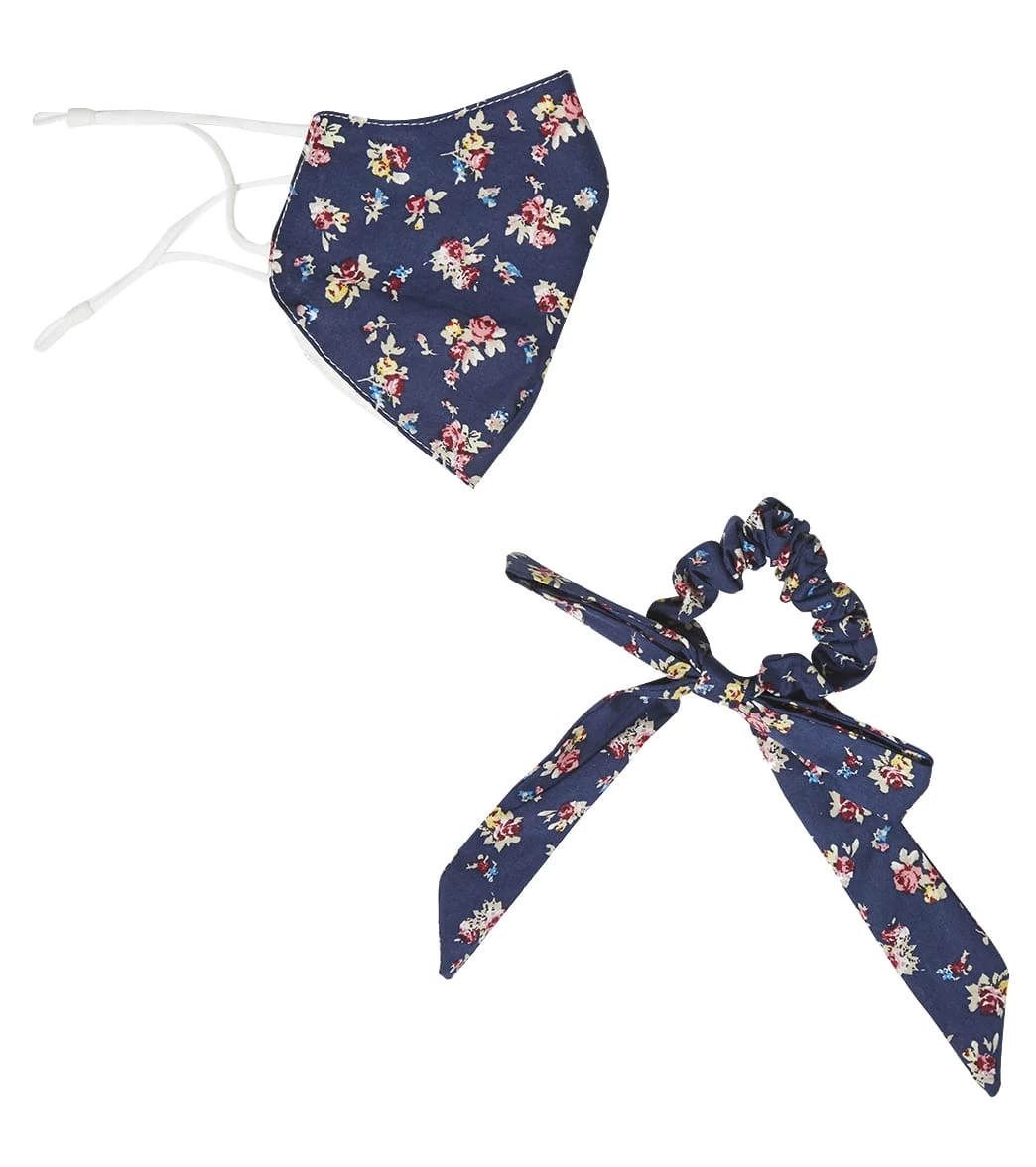Free People Floral Mask And Scrunchie Set Navy