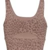 DYI Elevate Printed Yoga Sports Bra Taupe Leopard Spots