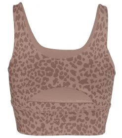 DYI Elevate Printed Yoga Sports Bra Taupe Leopard Spots