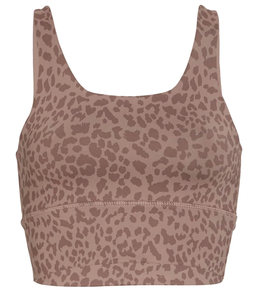 DYI Elevate Printed Yoga Sports Bra Taupe Leopard Spots - Image 2