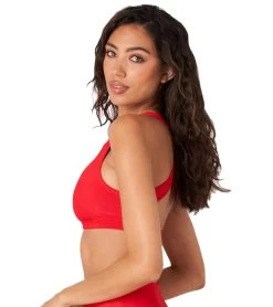 Onzie Half Moon Yoga Sports Bra Red Rib