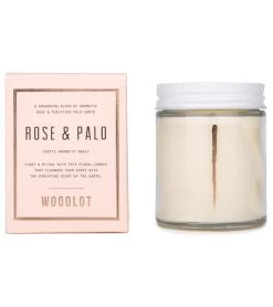 Woodlot Rose + Palo Santo Candle, 8 Oz Pink