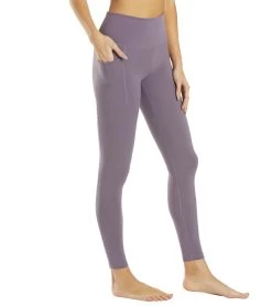 Everyday Yoga Uphold Solid High Waisted Leggings With Pockets 28" Purple Taupe