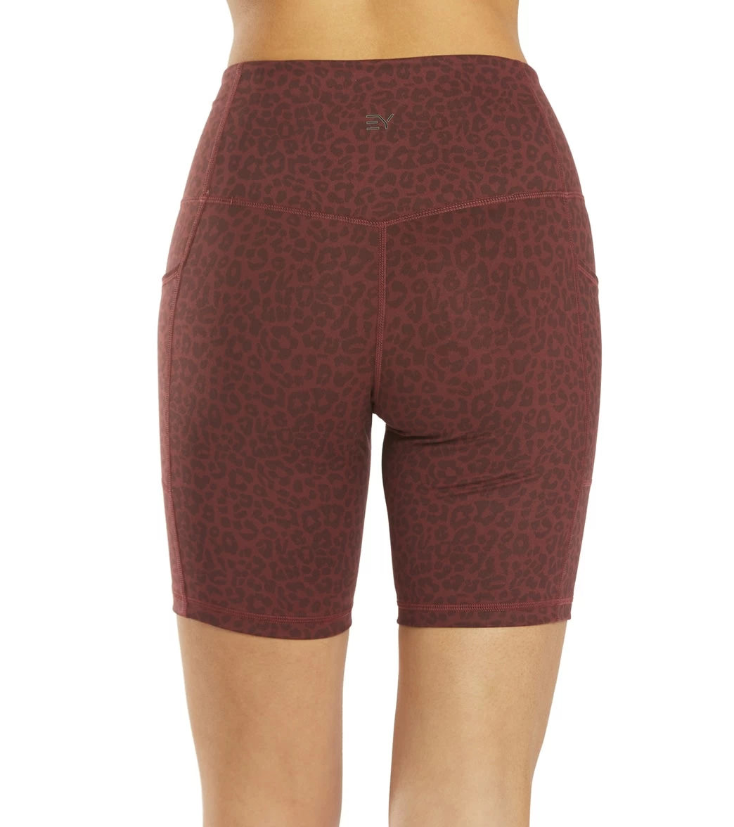 Everyday Yoga Uphold Cheetah High Waisted Biker Shorts With Pockets 7" Burgundy Cheetah - Image 2